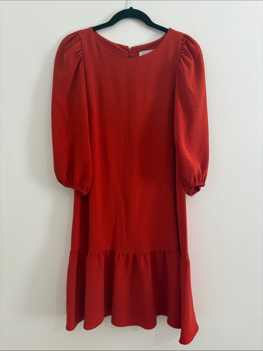 Harper Rose Orange Puff Sleeve Ruffle Hem Dress